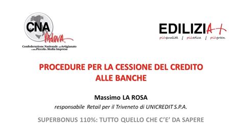 Webinar Superbonus 110 29 Settembre 2020 La Cessione Del Credito Alle Banche Youtube