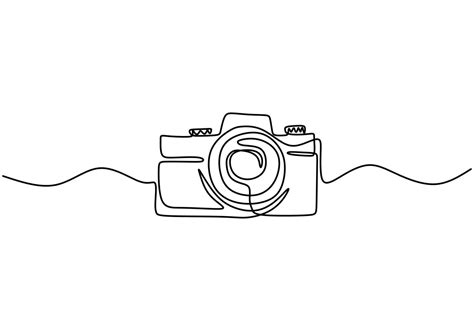 One Line Digital Camera Design Hand Drawn Minimalism Style Technology