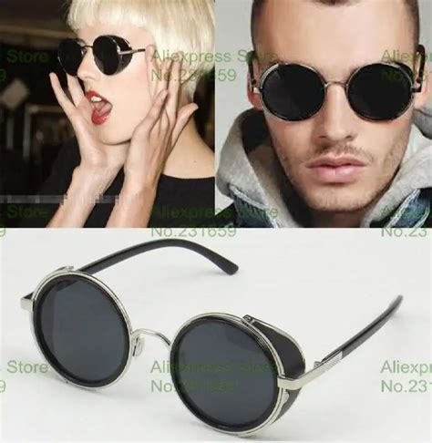 Designer Inspired Atlas Steampunk Round Metal Men Sunglasses W Side