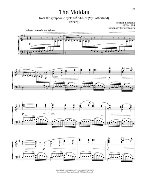 The Moldau By Bedrich Smetana Sheet Music For Piano Solo At Sheet Music