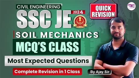 Ssc Je Soil Mechanics Civil Engineering Most Expected Mcq S