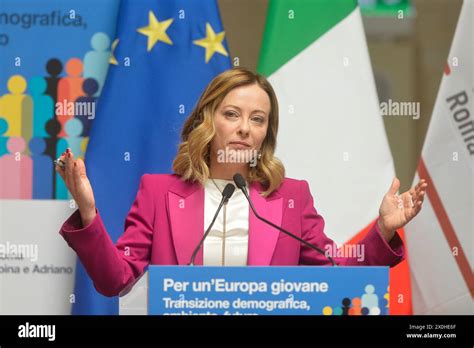 Rome Italy April 12 2024 Prime Minister Giorgia Meloni
