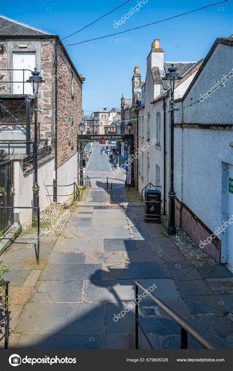 Market Brae Steps Stairs Sign Invergordon Scotland Vertical Shot