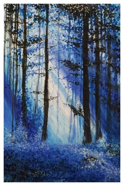 Blue Forest, by me, oil pastel, 2020 : r/Art