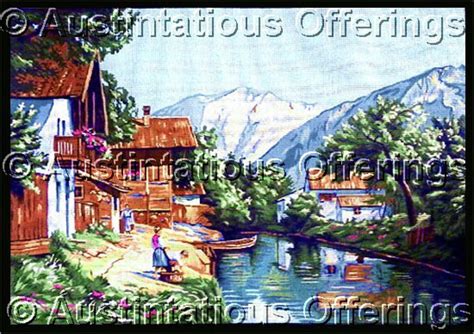 Margot The Mountain Village Needlepoint Canvas Farm Riverside