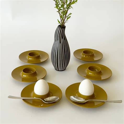 Set Of 6 Rosti Mepal Egg Cups Dark Curry Yellow Model Copenhagen U 115