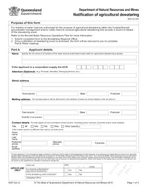 Fillable Online Notification Of Agricultural Dewatering For Holders Of