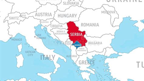 Serbia and Kosovo Map. Zoom on World Map. 4k Video Footage. Motion ...