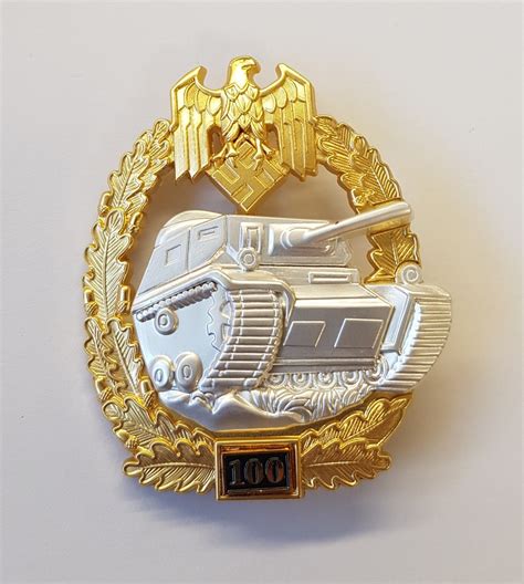 German Tank Battle Badge 100 Actions Gold And Silver