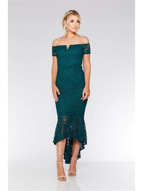 Bottle Green Lace Dip Hem Maxi Dress Quiz Clothing Maxi Dress Short Bridesmaid Dresses