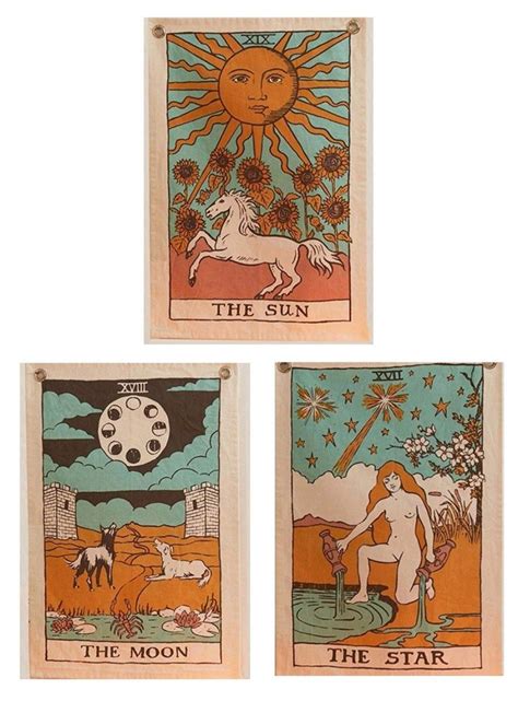 Tapestries Orange 22 X 16 Tarot Flag Sun Moon Star Cotton Wall Hanging For Decoration At Rs