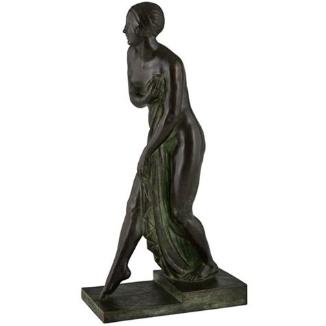 Art Deco Bronze Bain De Champagne Caron Sculpture Of A Bathing Nude By