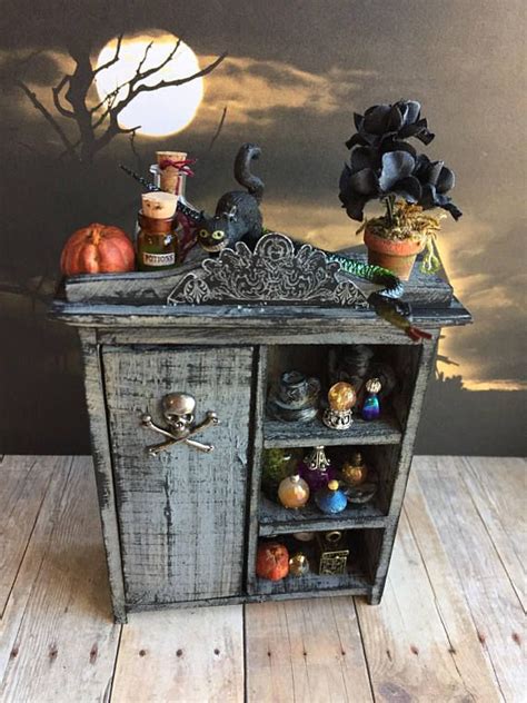 Miniature Halloween Cabinet Witch Cupboard Dollhouse Furniture