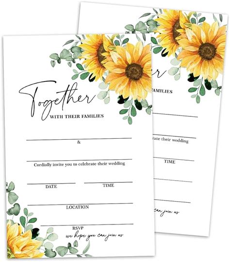 Amazon Wwongxianb Set Of Wedding Sunflower Invitations With