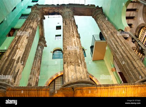 Roman Temple Of Augustus Barcelona Catalonia Spain Stock Photo Alamy