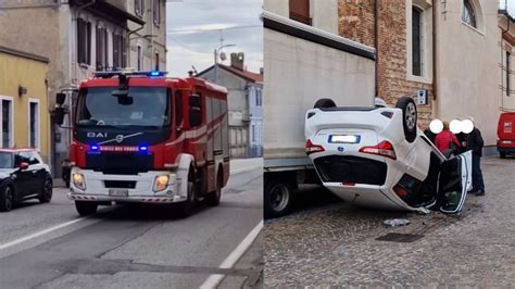 Autovettura Ribaltata Arrivo Ambulanza Cri Legnano Aps Vvf Inveruno In