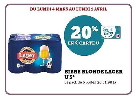 Promo Bière Blonde Lager U 5 chez Hyper U iCatalogue fr