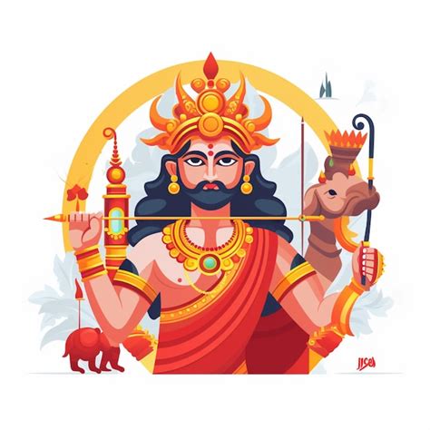 Premium Vector | Dussehra drawing cartoon vector