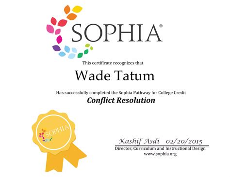 Sophia Conflict Resolution Certificate | PDF