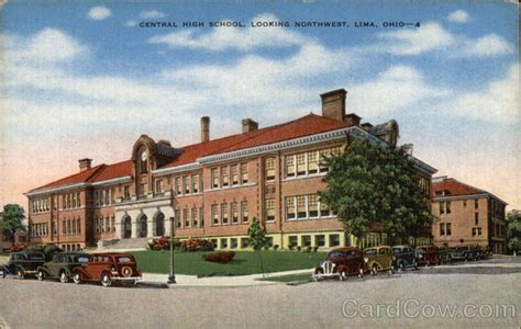 Central High School Looking Northwest Lima Oh Postcard