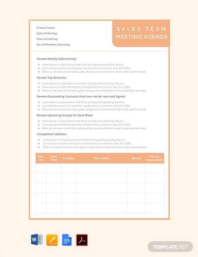 Sales Meeting Agenda 10 Examples Format Pdf