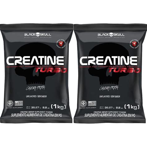 Kit 2X Creatine Turbo 1000g Refil Sem Sabor BlackSkull OtimaNutri