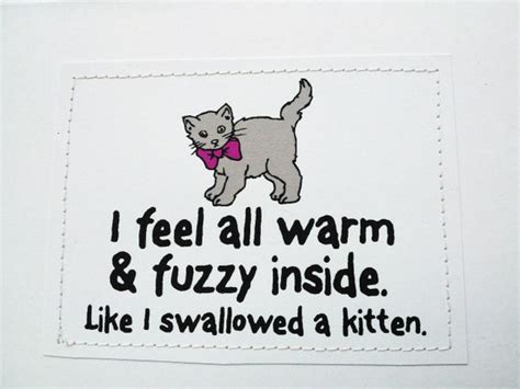 Funny Kitty Cat Card I Feel All Warm And Fuzzy Inside Like I Swallowed A Kitten