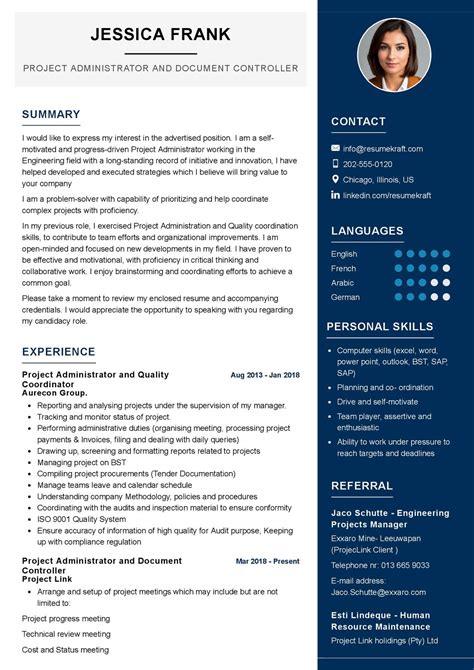 Project Administrator Resume Sample In Resumekraft