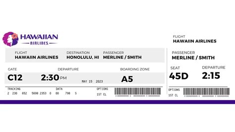 Hawaiian Airlines Boarding Pass