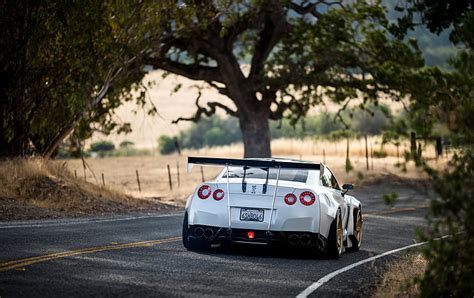 HD wallpaper: white Nissan GT-R coupe, GTR, R35, Rocket Bunny, People ...