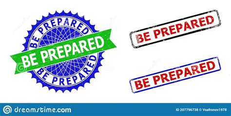 Be Prepared Rosette And Rectangle Bicolor Watermarks With Unclean