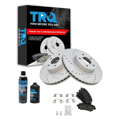 TRQ Front Performance Brake Rotor Ceramic Pad Kit W Chemicals