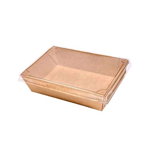 Ensaladera De Cart N Rectangular Kraft C Tapa Pet Ml Take