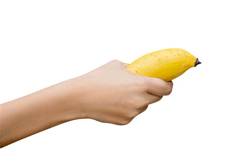 Female Hand Holding Steadily A Banana Isolated On White Png