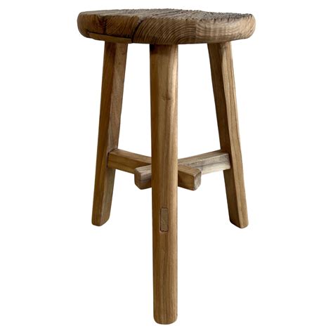 Vintage Elm Wood Stool For Sale At 1stdibs