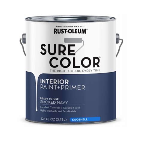 Rust Oleum 380226 Sure Color Interior Wall Paint And Primer Eggshell Smoked Navy 1 Gallon