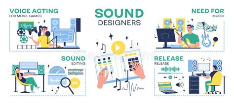 Sound Designers Infographic Set Stock Vector Illustration Of