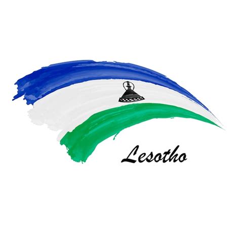 Acuarela Bandera De Lesotho Dibujo A Mano Ilustraci N De Trazo De