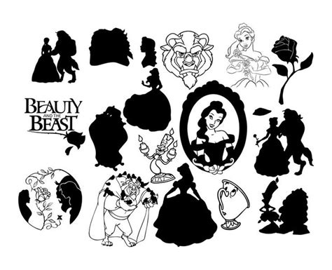 the silhouettes of disney characters and their names in black on a ...