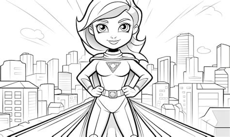 Premium Photo | Use line art to color the cartoon female superhero designe