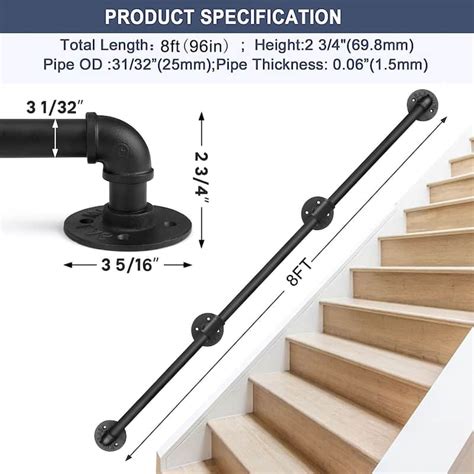 Staircase Handrails 8ft Handrails For Indoor Stairs Stair Railing Hand Railings For Stairs Metal