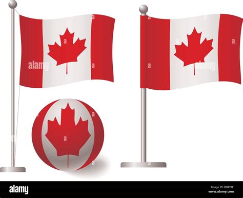 Canada Flag On Pole And Ball Metal Flagpole National Flag Of Canada