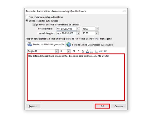 Como colocar aviso de férias no Outlook