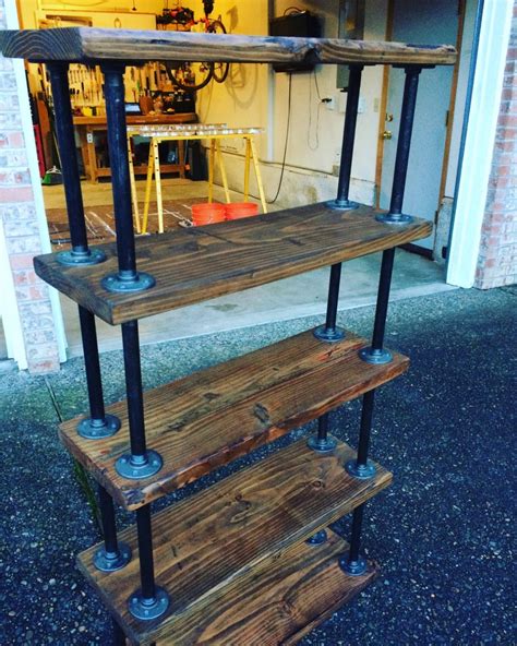 Reclaimed Wood Bookcase Industrial Pipe Shelving Unit Etsy