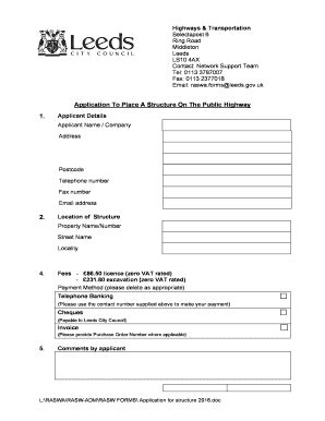 Fillable Online Leeds Gov Structure Form 2016 Leeds City Council