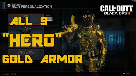 All 9 Specialist Gold Hero Armor Camo Gameplay Black Ops 3 Youtube