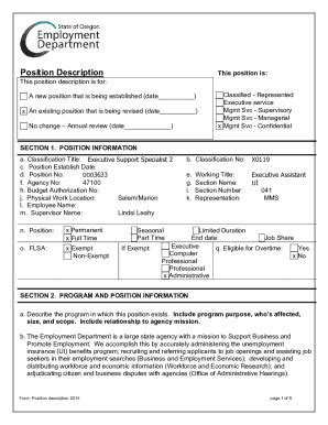 Fillable Online Position Description Job Requisition Template Fax Email