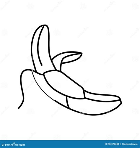 Banana Peel Line Icon Vector Illustration Stock Vector - Illustration ...