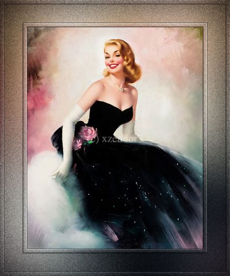 Star Lit Glamour Girl By Edward Runci Vintage Illustration Xzendor7 Art Reproductions Xzendor7