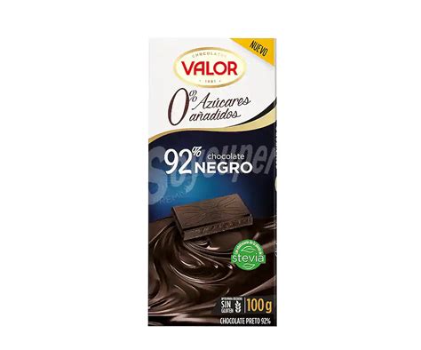 Valor Chocolate negro 92 cacao sin azucares añadidos 100 g